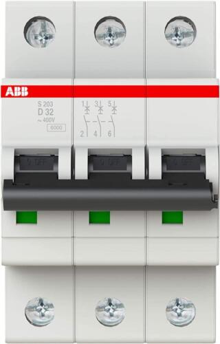 ABB Leitungsschutzschalter 2CDS253001R0321 S203-D32 - 440 V, 32 A, 3 P, Weiß Neu - Bild 4 von 12