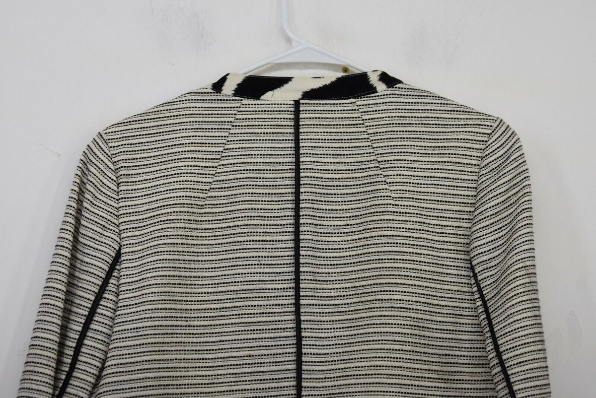 Magaschoni Women Button-Front Long Sleeve Off White Textured