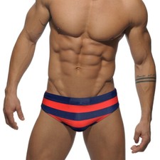 Men's striped triangle shorts low-rise bikini breathable swimming trunks