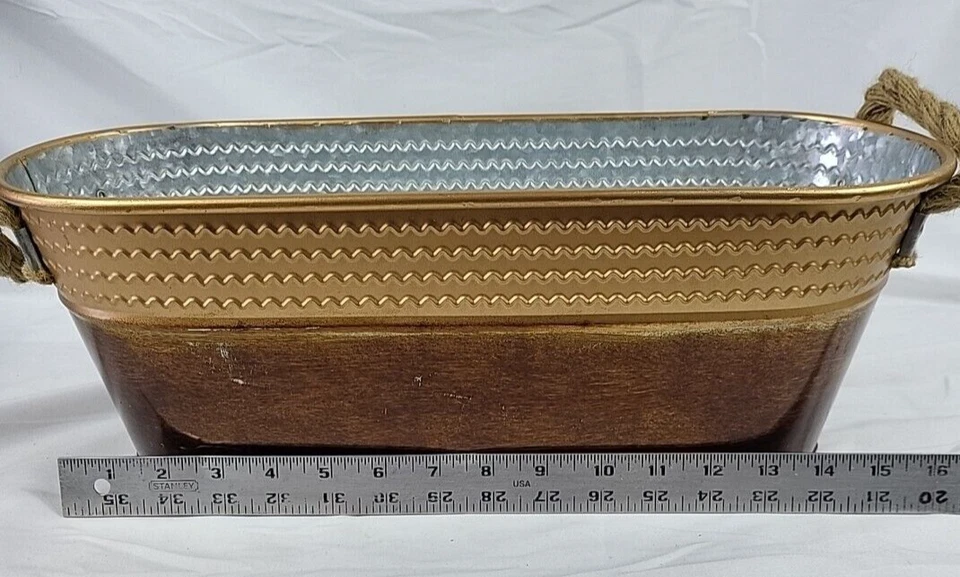 Versatile Copper Window Flower Boxes -rope handles rustic two tone - Image 3 of 4