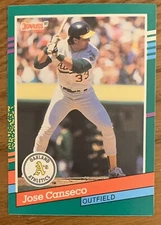 JOSE CANSECO, 1991 DONRUSS CARD, BASEBALL LEGEND AND SLUGGER, STUNNER !