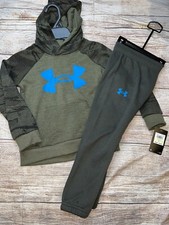 Under Armour Size 4 Camo Green Hoodie Sweatpant Joggers Outfit Set NEW