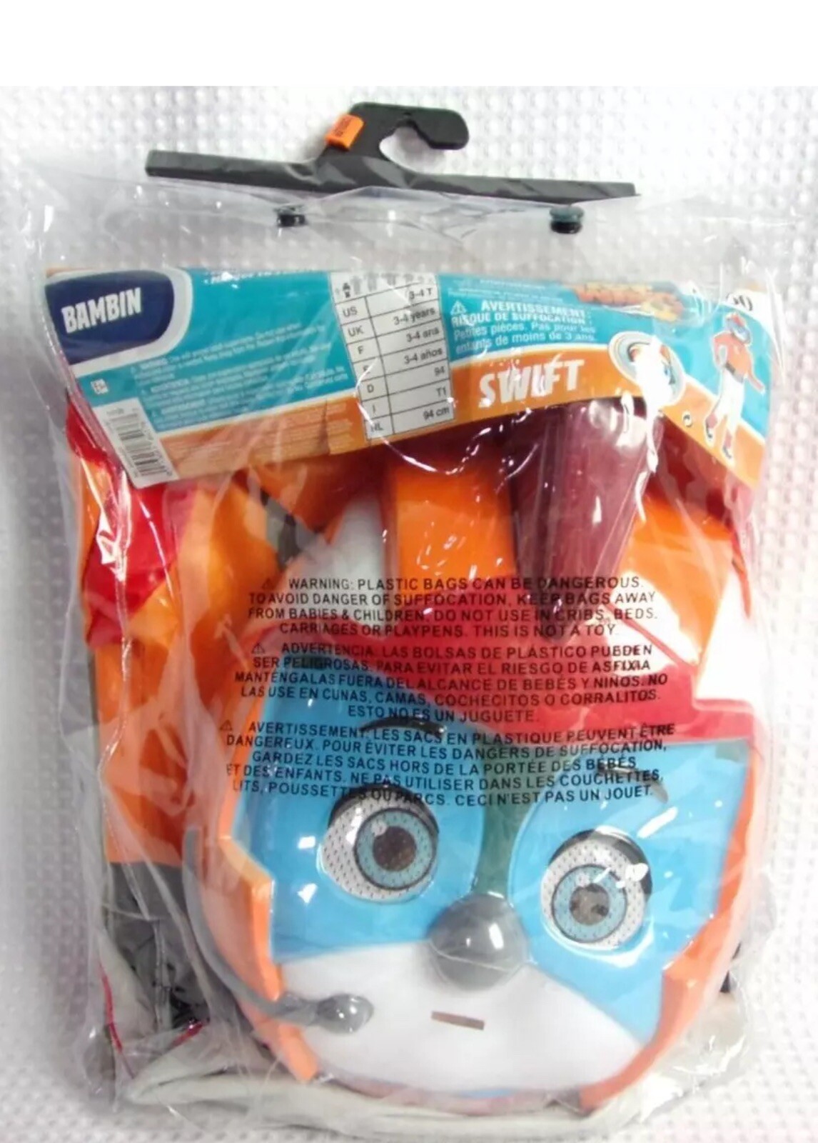 Nick Jr. Top Wing Swift Halloween 4-Piece Child's Costume Toddlers 3-4t NEW