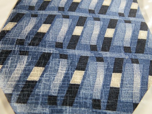Men's Neck Tie Zylos George Machado Blue Silver Geometric Silk - 第 2/5 張圖片