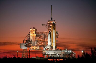 Space Shuttle Atlantis Launch Pad Sunset Space Photo Poster Art Print, PICK SIZE