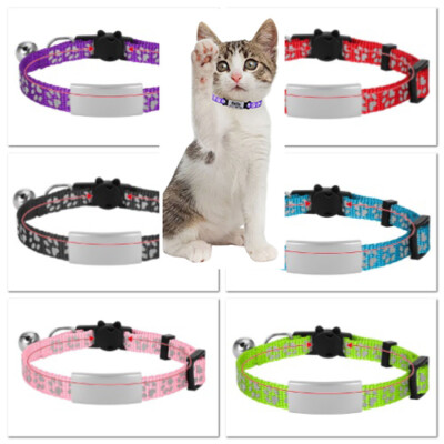 Personalisiertes Katzenhalsband reflektierend graviert Name ID-Schild Glockenauslöser verstellbar