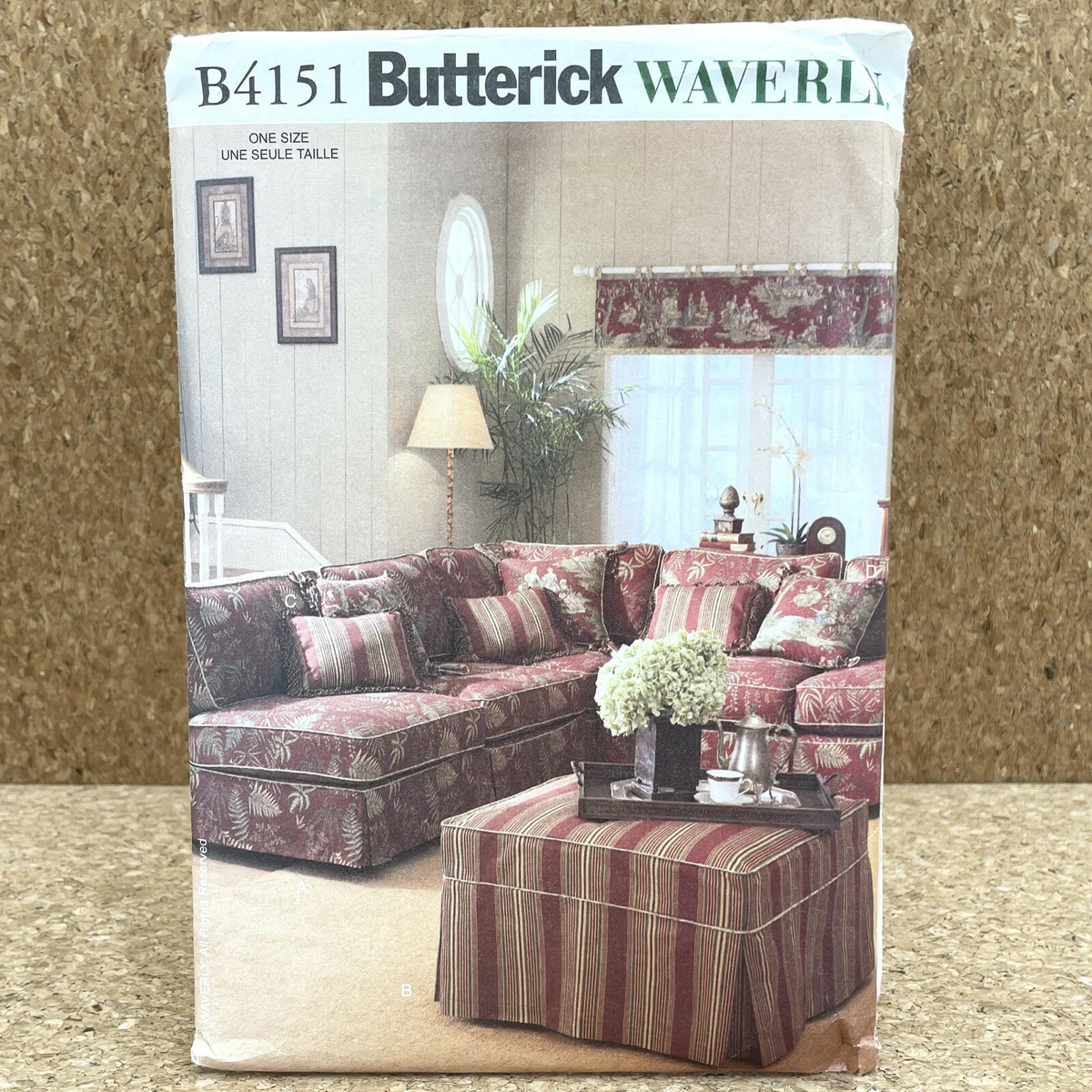 Butterick 4151 Waverly Sectional Sofa Slipcovers Ottoman Valance Uncut Pattern