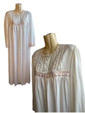Vintage Barbizon Robe White Floral Lace Dressing Gown Granny Chic Cottagecore M
