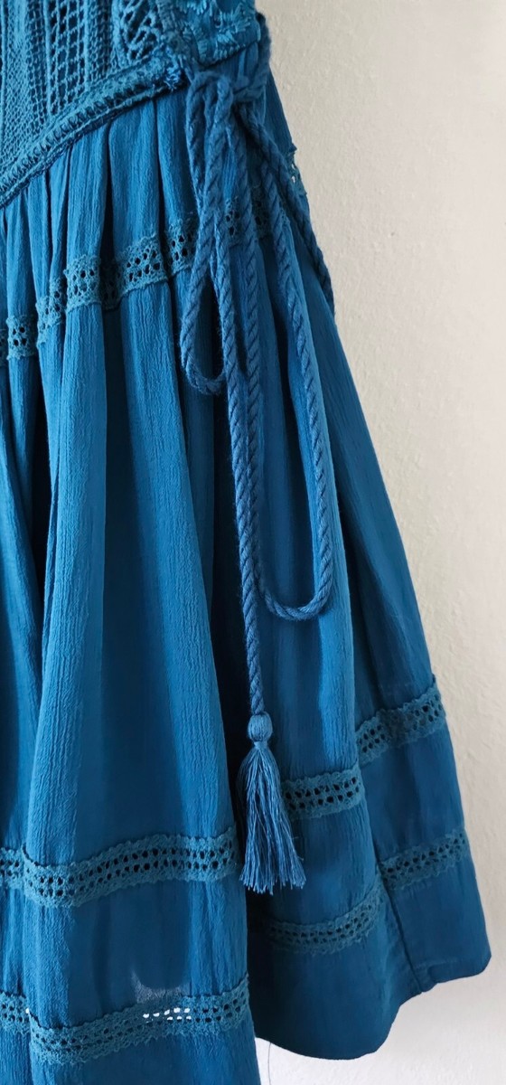 free people blue crochet dress Free People Blue Crochet Knit Halter Romper (Medium) – The Thrifty Hippy