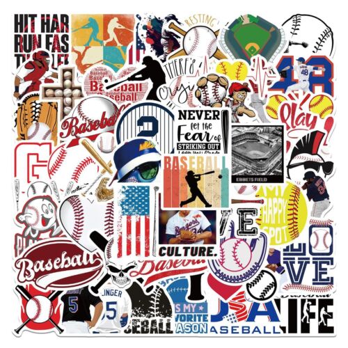 52Pcs Baseball Sports Themes Waterproof Stickers for Water Bottle Cup Laptop ...