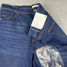 LOFT Jeans Womens 34/18 Blue Wide Leg High Rise Denim Belted Dark Wash Boho NWT