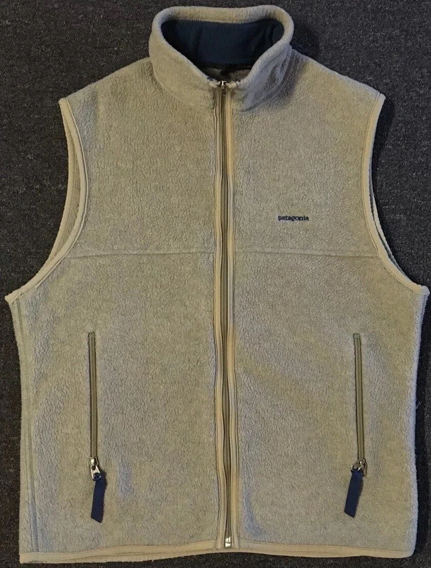 Vtg 2001 Patagonia Synchilla Fleece Vest S USA Oatmeal Hiking Climbing Ski 90s