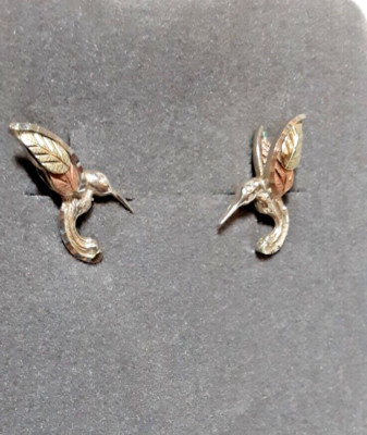 schöne Sterlingsilber und 12 Karat Gold, Kolibri Ohrringe.