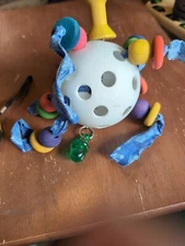 Hanging Toy For Birds large Ball With Wooden Beads And Material Chew Toy