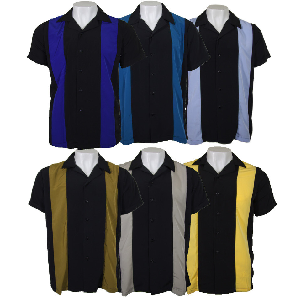 Maximos Men's T-Shirt Two Tone Retro Button Up Classic Bowling Shiirt | eBay