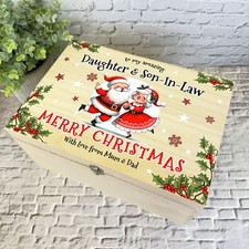 Daughter & Son-In-Law Wooden Personalised Christmas Hamper Gift Box