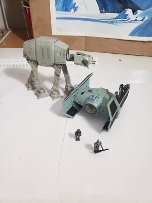 AT-AT and darth vader TIE fighter Lot Action Fleet Incomplete 2 figures