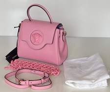 NWT $2125 Versace Top Handle Leather Pink Small Shoulder Bag DBFI040 Italy