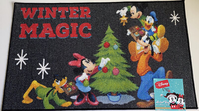 Disney Christmas Mickey Minnie Pluto Goofy Donald Winter Magic Accent Rug 20x32 