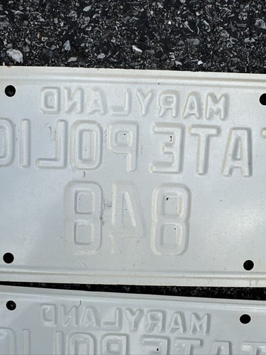 Pair Vintage Maryland State Police Trooper Embossed Metal 848 License Plates NOS - Picture 10 of 15