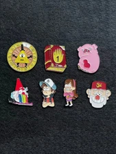 SET OF 7 Gravity Falls Enamel Pin Cartoon TV Metal Badge for Hat Backpack Lapel