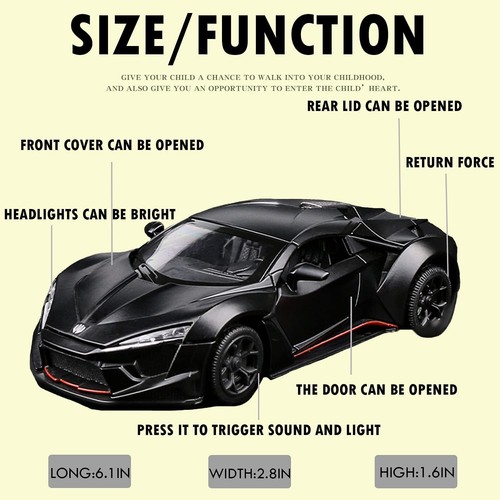 Escala 1/32 Lykan Hypersport Modelo Diecast Coche Juguete Sonido Luz Juguete - Imagen 2 de 16