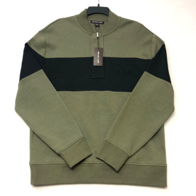 MICHAEL KORS MK Men Sweatshirt Henley Pullover Sage Green/Black M NWT $178