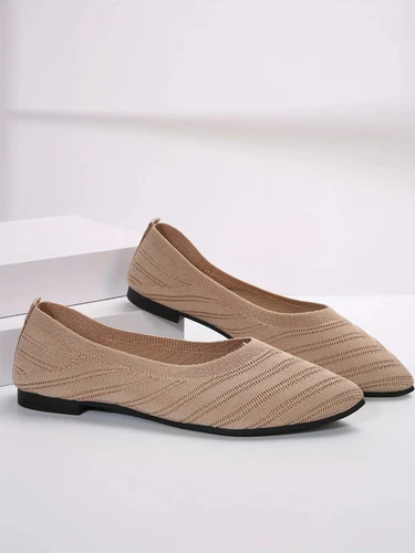 Pointed Toe Shoes Knitted Slip on Shoes Breathable Ballet Flats Loafers Comfort - Picture 12 of 29