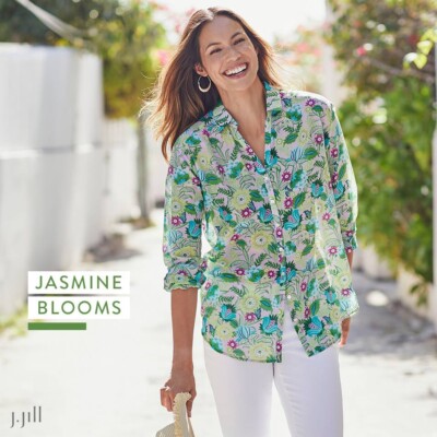 J. Jill - XL - NEW Gorgeous Cotton & Silk Floral Shirt ~ NWT