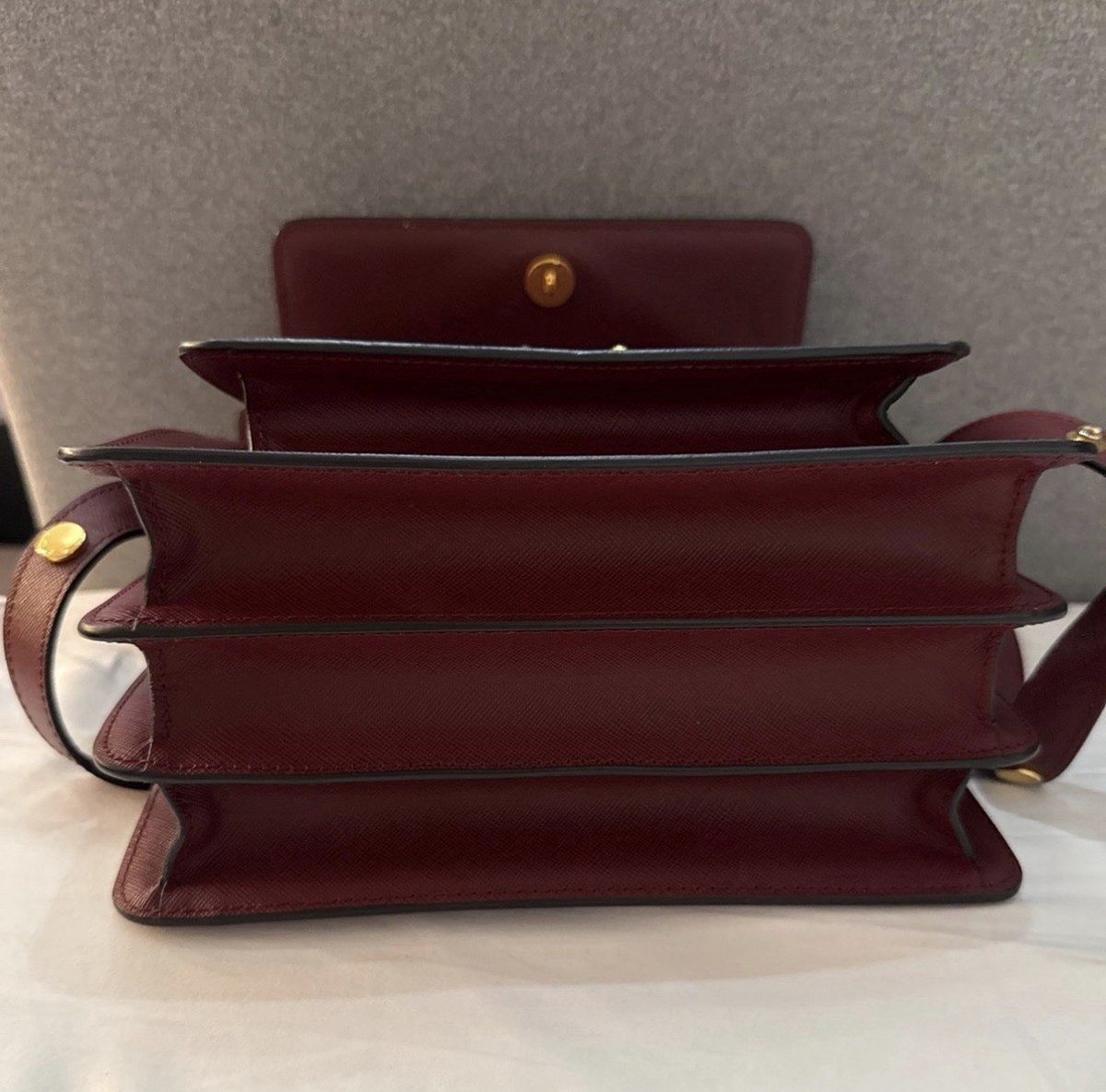 MARNI Trunk Saffiano Leather Shoulder Bag View 2