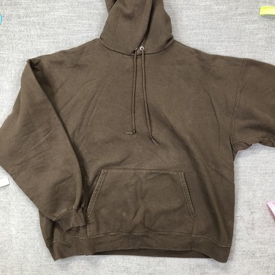 Hanes Ultimate Cotton Brown Hoodie XL Blank Sweatshirt Heavyweight Y2K