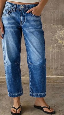 NWT Flamingo Jeans Mid Waist Straight Leg Crop Jeans Sz L 10-12