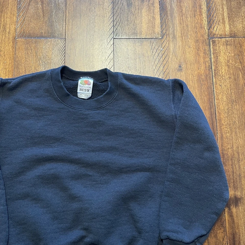 Sudadera Fruit of the Loom para niños negra manga larga cuello redondo talla L 14/16 Foto 3 de 4