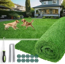 Artificial Turf Outdoor - Synthetic Fake Grass Rug with Drainage 4FT x 6FT 