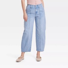 Women's Mid-Rise Barrel Leg Ankle Jeans - Universal Thread 14