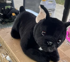 Auswella Plush Izzy White+Black French Bulldog Stuffed Animal