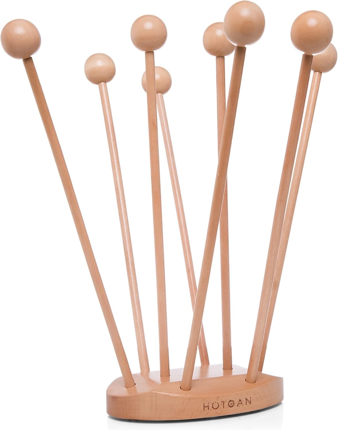 Beech Wood Plastic Bag Drying Rack - Reusable & Bottle Brown