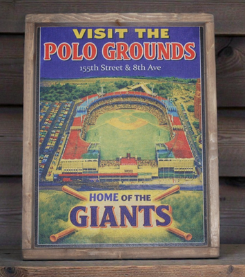 #ad #ad Polo Grounds NY Giants Game Nite Antique Style Art Wood Baseball Ad Sign 12x16 $59.95
