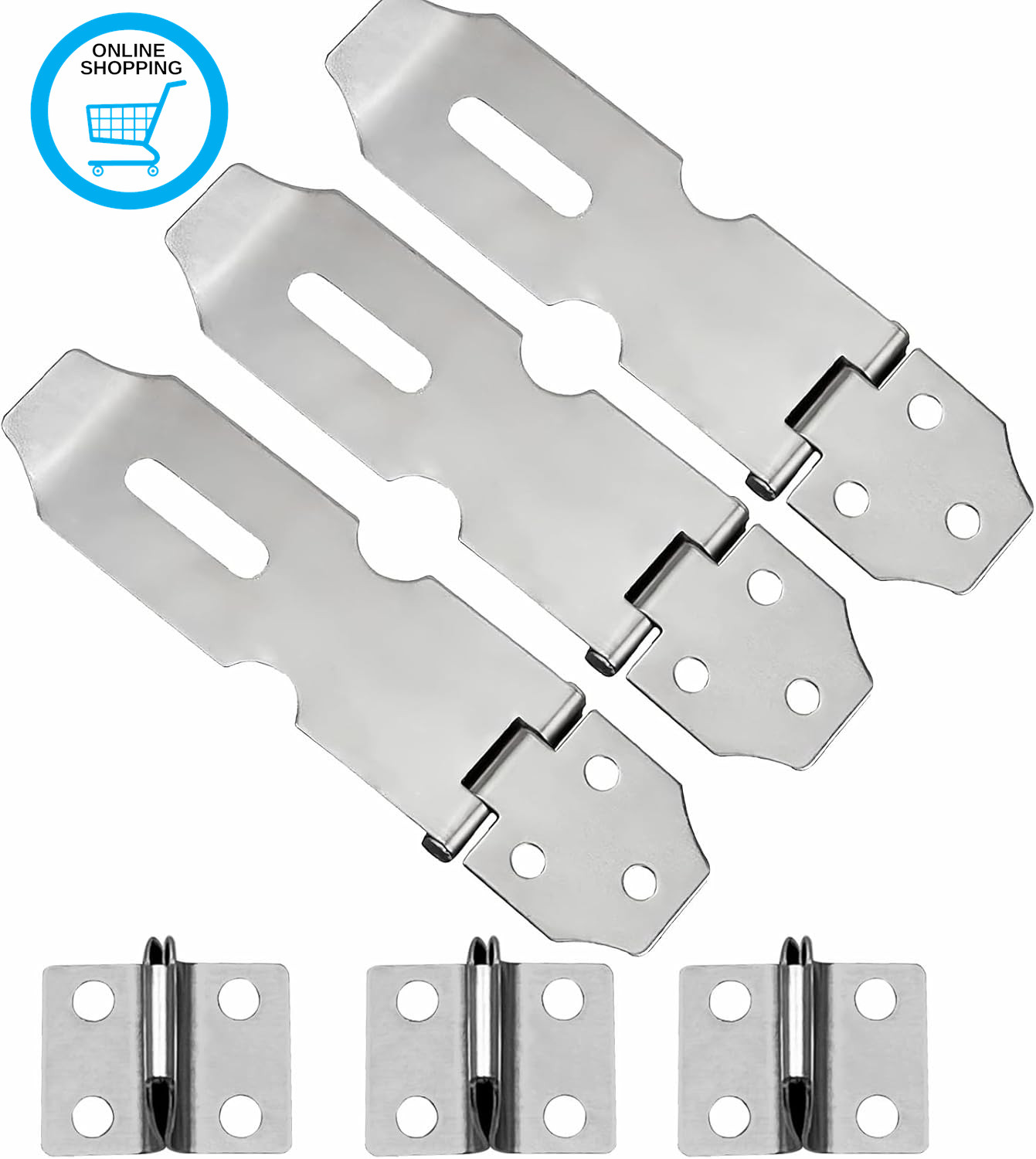 3 Pcs Stainless Steel Padlock Hasp 2 Inch Door Latch Padlock Catch for Door Wind