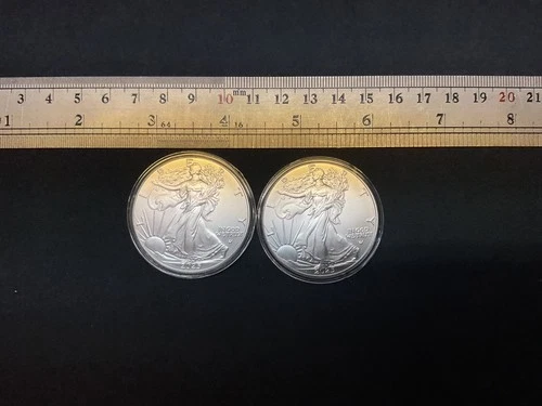 Lot Of 2 American Silver Eagle BU 1 Troy Oz 2025 .999 Fine Silver Rounds