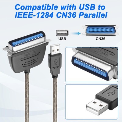 1.5M USB 2.0 to Parallel IEEE 1284 CN36 Printer Adapter Cable for