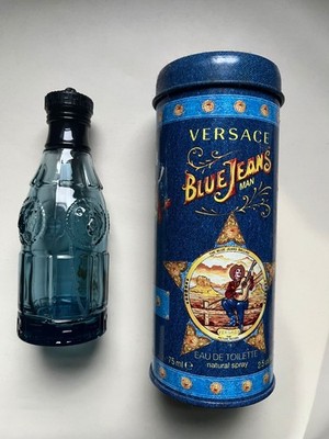 Versage Blue Jeans Eau De Toilette Glas Blau Flakon & Dose - LEERFLAKON 75ML