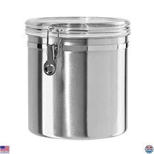 Oggi Stainless Steel Kitchen Canister 152 fl oz - Airtight Clamp Lid, Clear
