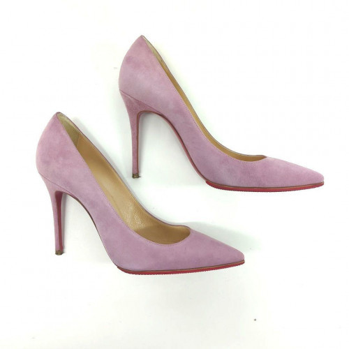 Christian Louboutin Bombas Tacones Altos Rosa Gamuza EU 35 US 5 Usado - Imagen 8 de 10