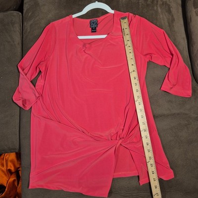 CLARA SUN WOO TUNIC TOP MADE IN USA CORAL RED MEDIUM