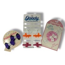 Vintage Girls Barrettes 1980s Lace Hair Goodys Plastic Pink Purple Bows Orange