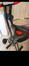 Exercise Bike Adjustable Resistance & Seat, LCD Display Heart Rate, Black/Red