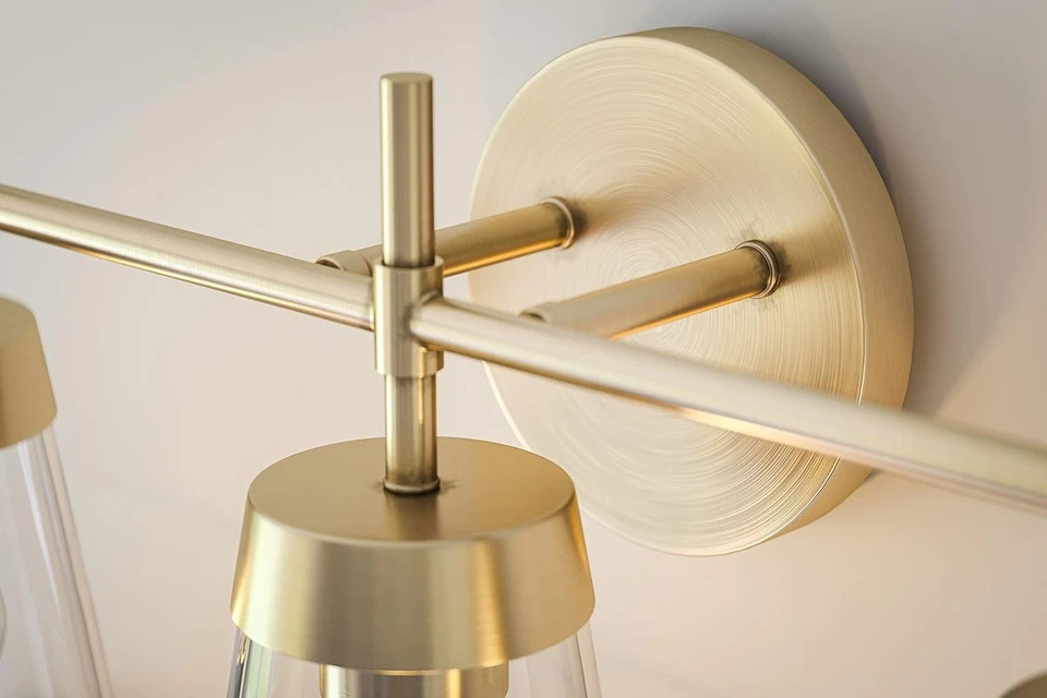 Tocador de baño Kenroy Home 93983AB Delgado 3 luces, mediano, latón antiguo Foto 4 de 4