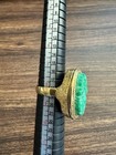 Vintage 1970s Avon Bird of Paradise Perfume Glacé Locket Ring Faux Jade Adj. — photo 3