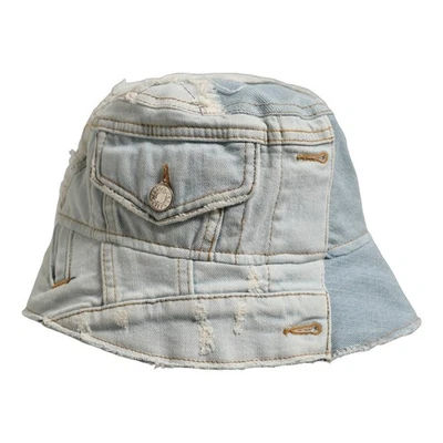 Casquette homme DOLCE & GABBANA bleu patchwork coton denim seau taille 59 / L... - Photo 1/4